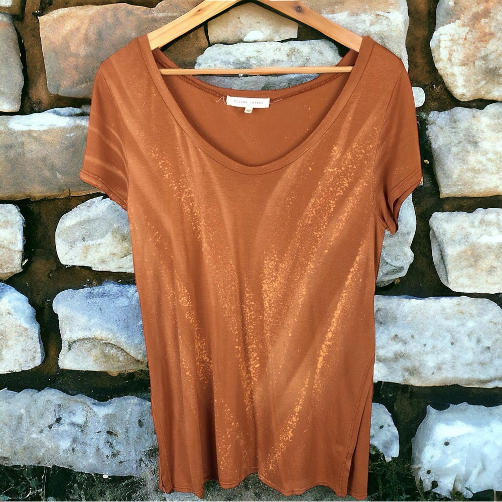Buckle Gilded Intent Splattered Bleach Dyed Split Short Sleeve Relaxed Shirt XS